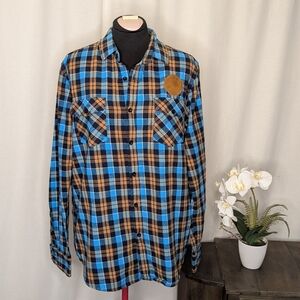 Blue Moon Brewing Co Plaid Flannel Shirt Mens Large